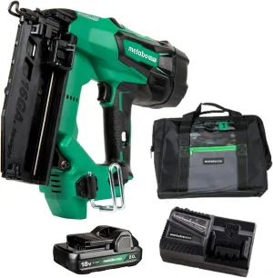 Metabo HPT 18V MultiVolt™ Straight Cordless Finish Nailer Kit, 16 Gauge Finish Nailer, (1) 18V 2.0Ah Lithium Ion Battery w/Fuel Gauge, Accepts Finish Nails, Lifetime Power Tool Warranty, NT1865DMST