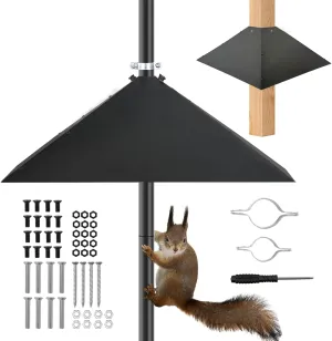 Metal Squirrel Baffle, Adjustable Opening Size for 4x4 Wide Wooden Post, Squirrel Baffle for Bird Feeder Pole Or Shepherd's Hooks, Brackets Fits for 3/4" Pole, 19Inch