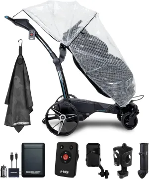 MGI Ai Navigator GPS  Remote Controlled Electric Motorized Push Cart Golf Caddie with Rain Cover | Drink, Phone, and Umbrella Holders | 40,000 Courses Worldwide | with Signature Series Golf Towel