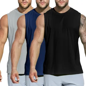 MIER Men's Workout Tank Tops UPF 50  Swim Shirts Quick Dry Running Sleeveless UV Protection Muscle Tees
