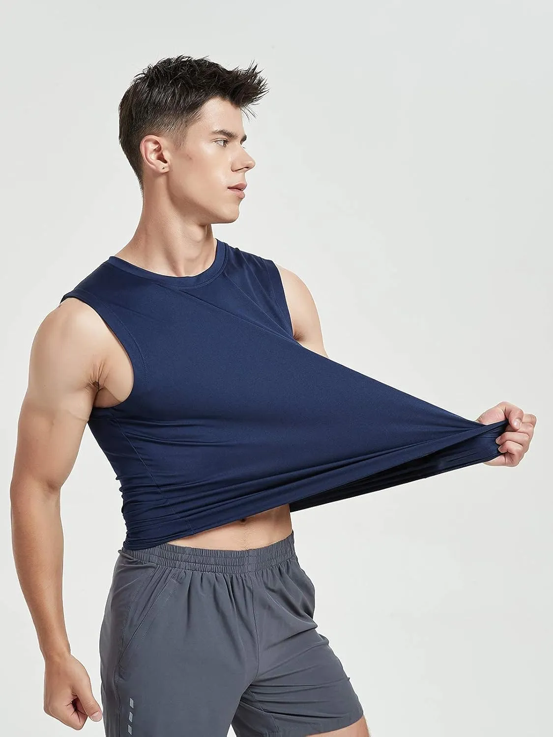 MIER Men's Workout Tank Tops UPF 50  Swim Shirts Quick Dry Running Sleeveless UV Protection Muscle Tees