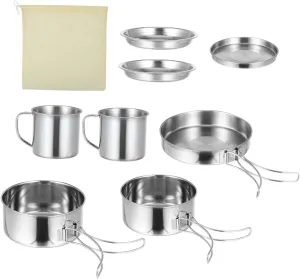 Milisten 8Pcs Camping Cookware Set Portable Backpacking Cooking Equipment for Outdoor Use for Picnics and Group Cooking Durable and Compact Design