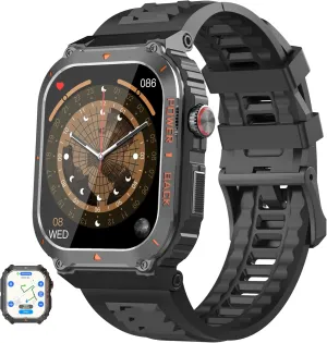 Military GPS Smart Watch for Men with Offline Map/Air Pressure/Altitude/Compass,smart Watch for Android Phones and iPhone,Waterproof Fitness Tracker with Blood Oxygen/Heart Rate/Sleep/100  Sport Modes