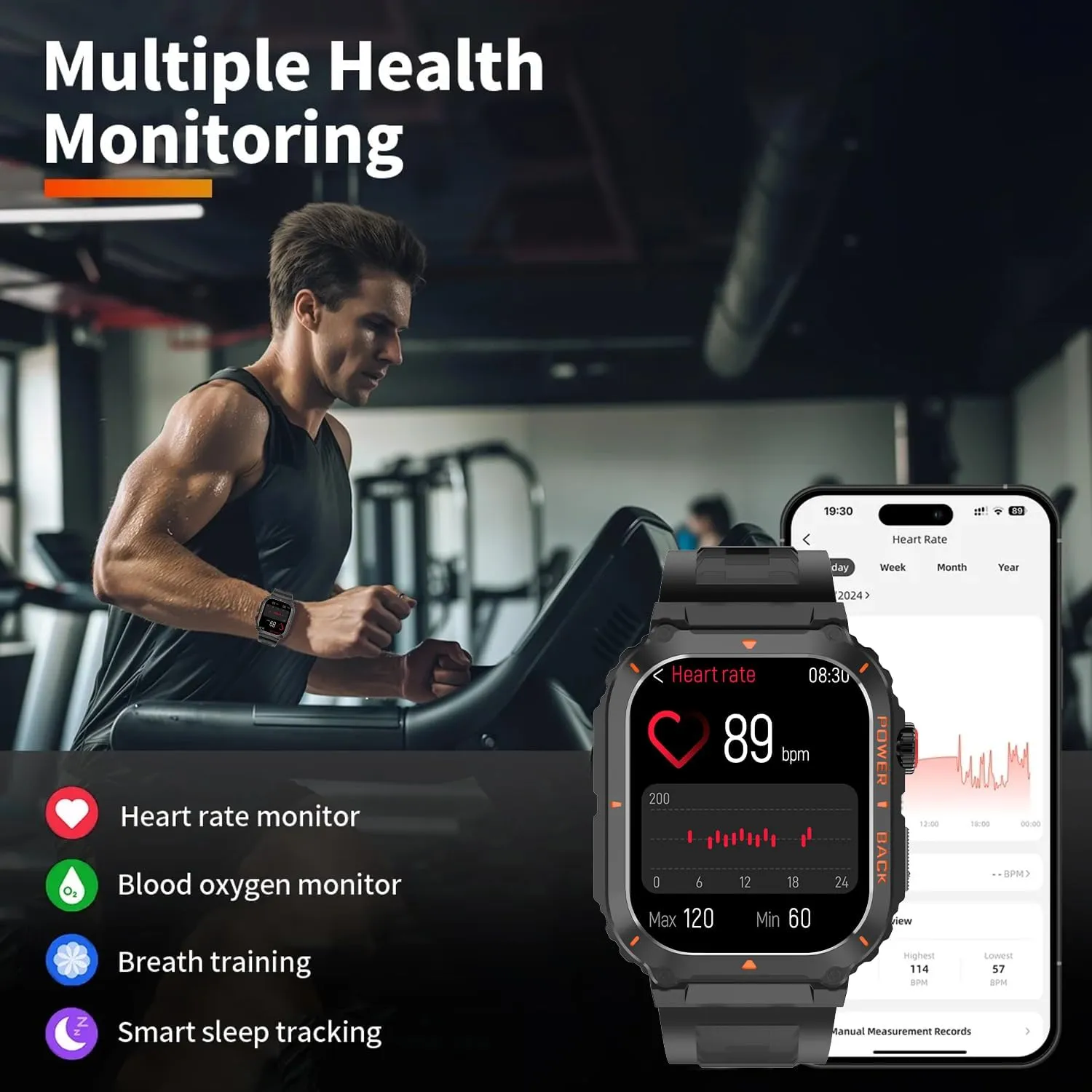 Military GPS Smart Watch for Men with Offline Map/Air Pressure/Altitude/Compass,smart Watch for Android Phones and iPhone,Waterproof Fitness Tracker with Blood Oxygen/Heart Rate/Sleep/100  Sport Modes