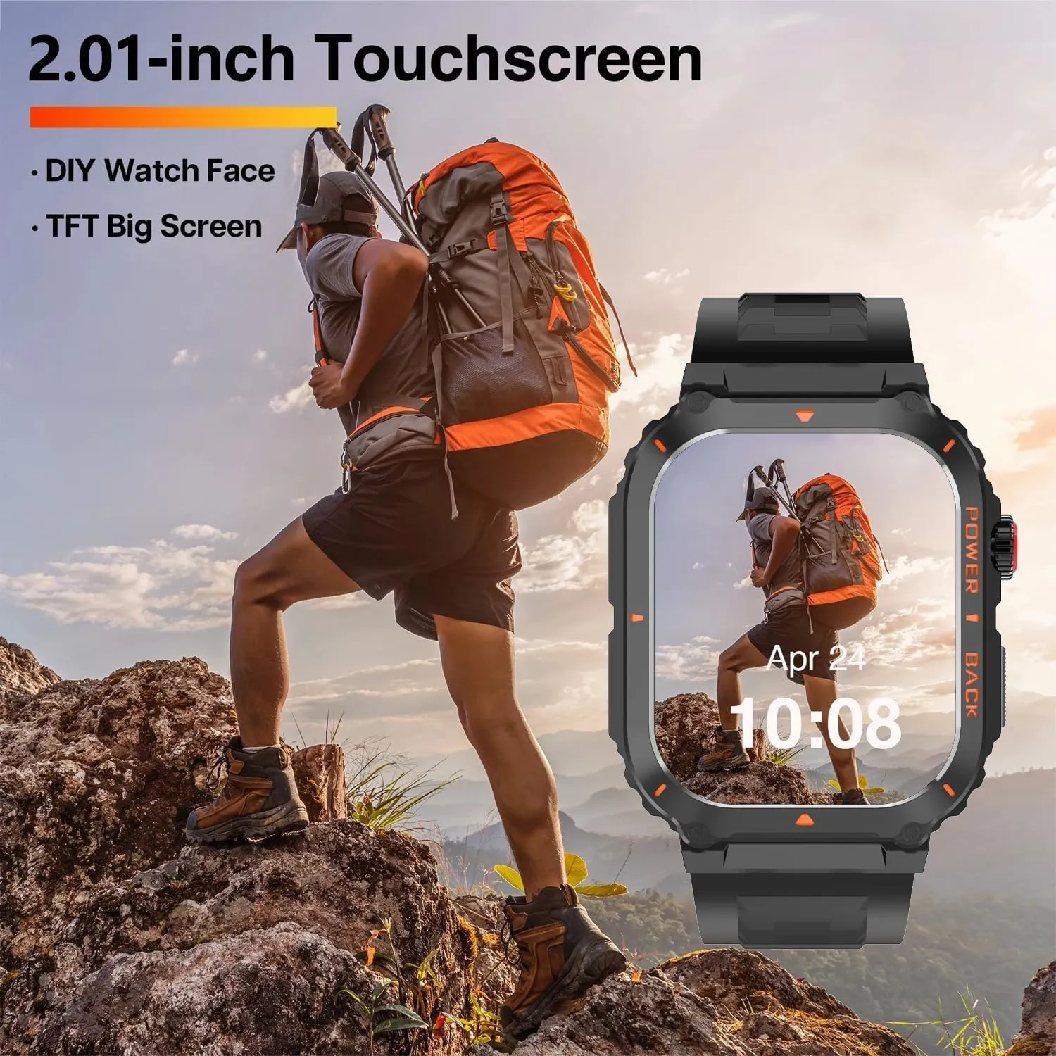 Military GPS Smart Watch for Men with Offline Map/Air Pressure/Altitude/Compass,smart Watch for Android Phones and iPhone,Waterproof Fitness Tracker with Blood Oxygen/Heart Rate/Sleep/100  Sport Modes
