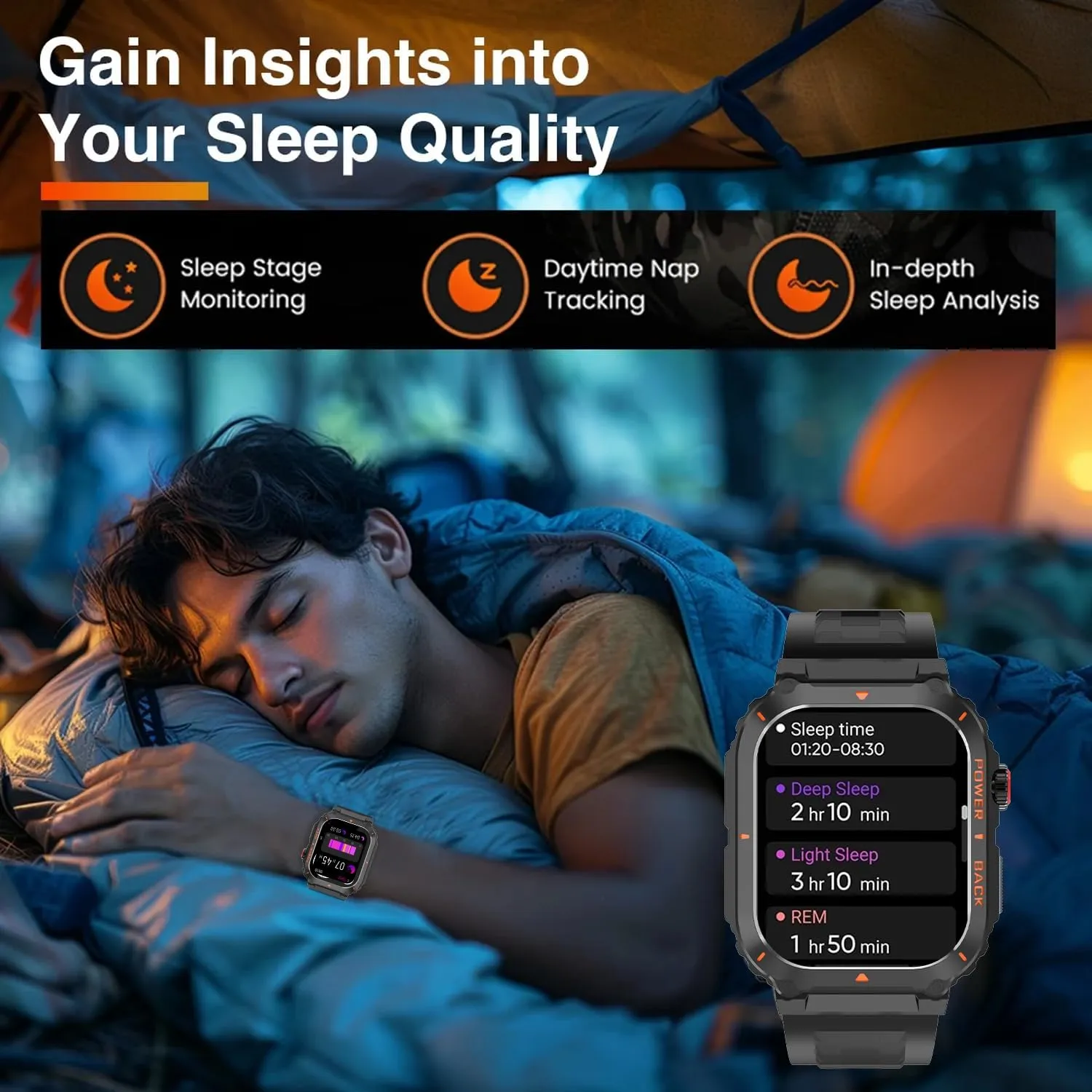 Military GPS Smart Watch for Men with Offline Map/Air Pressure/Altitude/Compass,smart Watch for Android Phones and iPhone,Waterproof Fitness Tracker with Blood Oxygen/Heart Rate/Sleep/100  Sport Modes