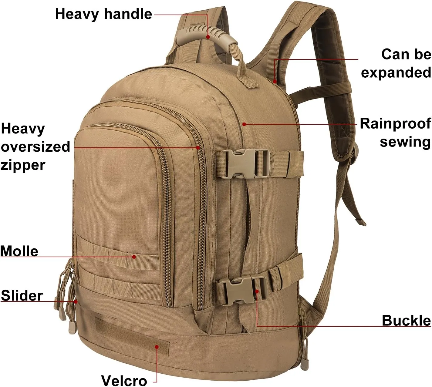 Military Outdoor Backpack,Expandable Tactical Backpack,DIY System for Travel,Camping,Hunting,Trekking and Hiking (Model B, Tan)