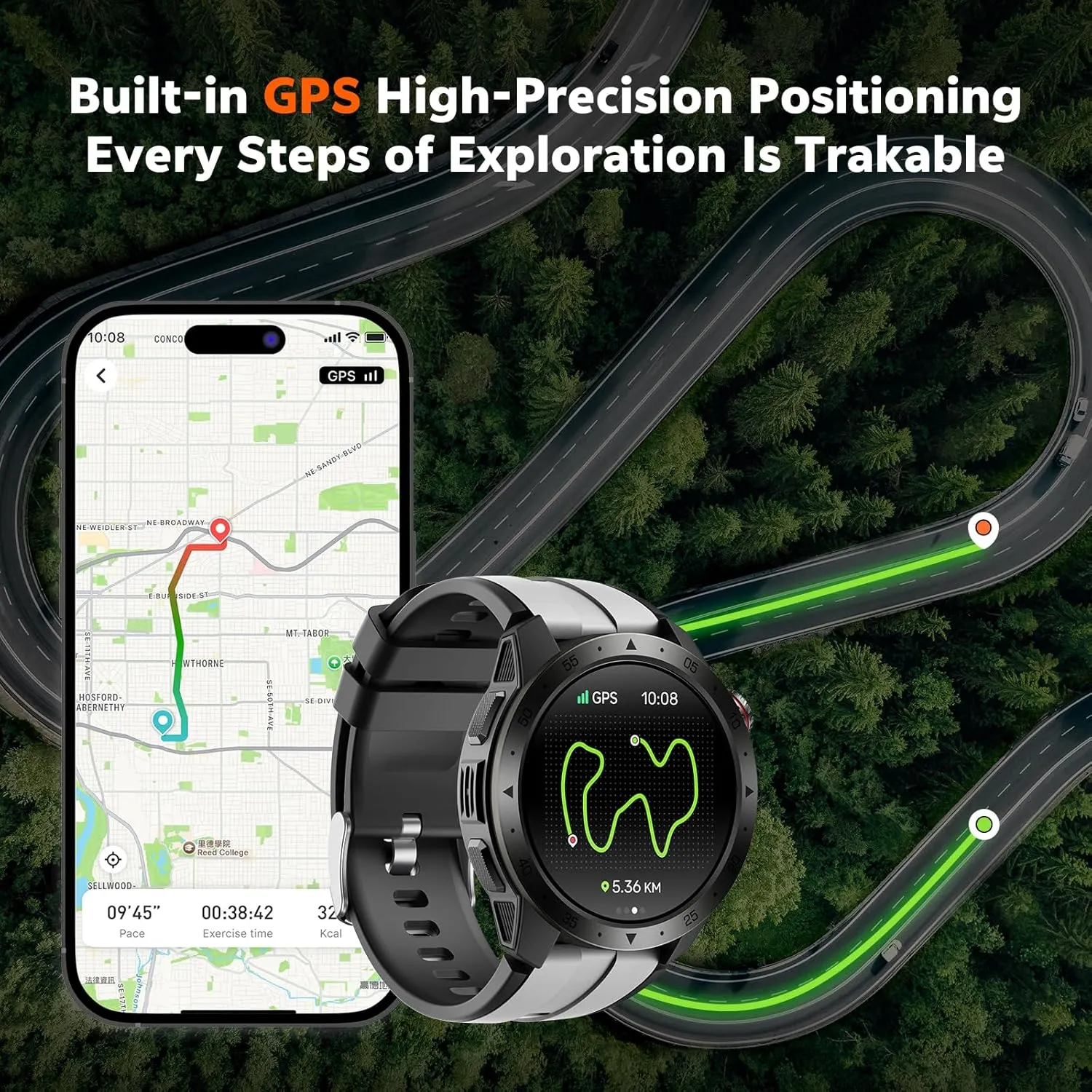 Military Smart Watches for Men Built-in GPS, 1.43" AMOLED Screen with Compass, Altitude, Barometer, 3ATM Waterproof, Answer/Make Call, Fitness Tracker with Health Monitor for Android iOS