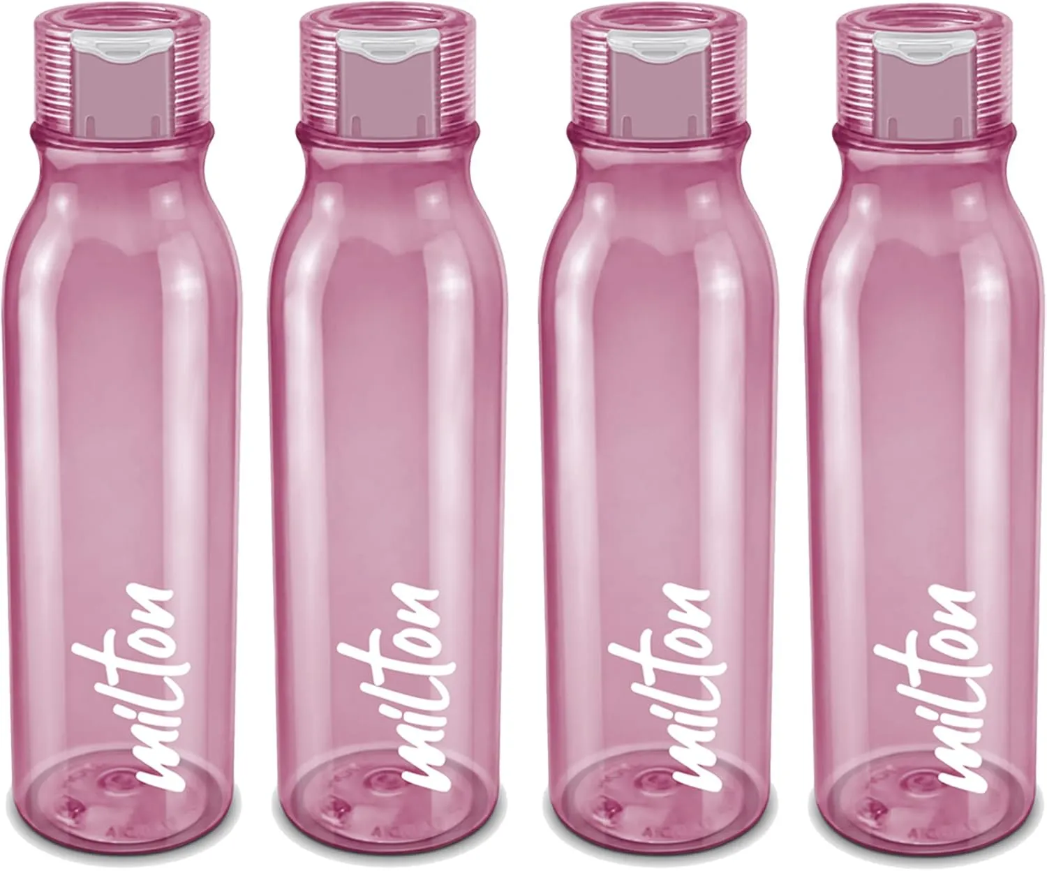 MILTON Name Tag Pet Water Bottle, Set of 4, 1 Litre Each, Burgundy, Reusable Plastic Fridge Bottle, BPA Free and Leak Proof Bottles for Travel, Work