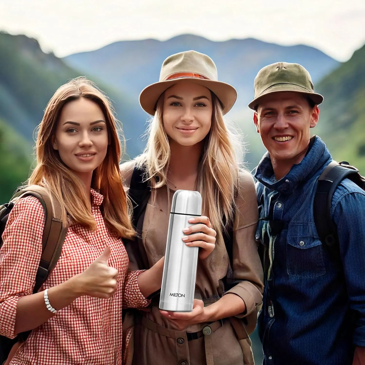 Milton Vacuum Flask for Hot Drink 500 ml (16 oz), Stainless Steel Double Walled Insulated Water Bottle for 24 Hour Hot and Cold Drinks, Leak proof, BPA Free, Thermosteel Flip Lid Set of -2