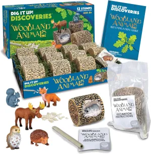 MindWare Dig it Up! Woodland Animals Excavation Kit - Educational Toys for Kids 4 and Up - Dig Kit with 12 Stumps, 12 Animal Figurines, 12 Chisels - Group or Classroom Activities & Birthday Parties