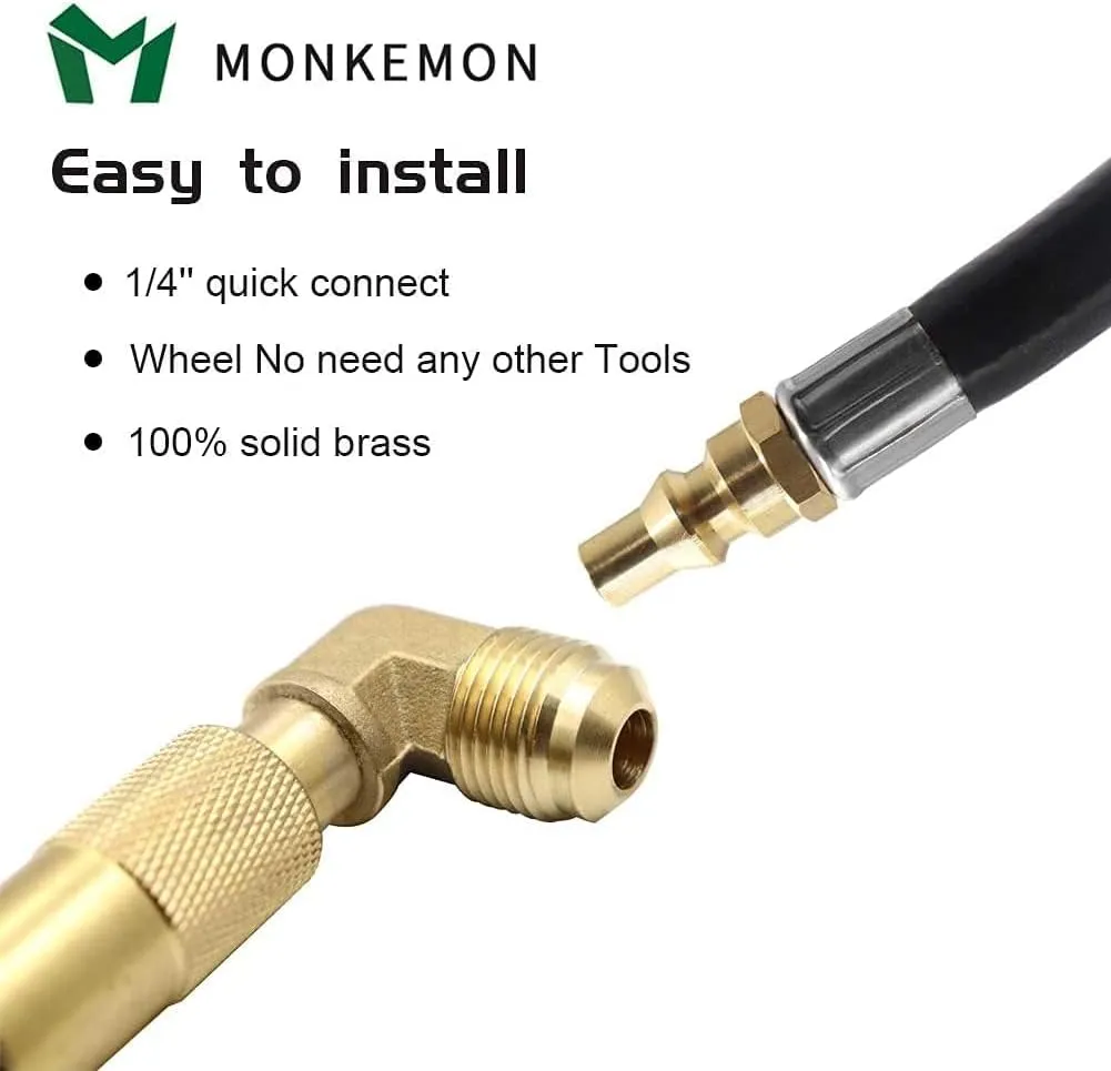Monkemon 12FT Propane Quick Connect Hose RV to Grill, Low Pressure Propane Elbow Adapter with Extension Hose for Blackstone 17" and 22" Griddle, For Camp Chef Stove Portable Fire Pit
