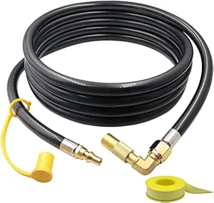 Monkemon 12FT Propane Quick Connect Hose RV to Grill, Low Pressure Propane Elbow Adapter with Extension Hose for Blackstone 17" and 22" Griddle, For Camp Chef Stove Portable Fire Pit