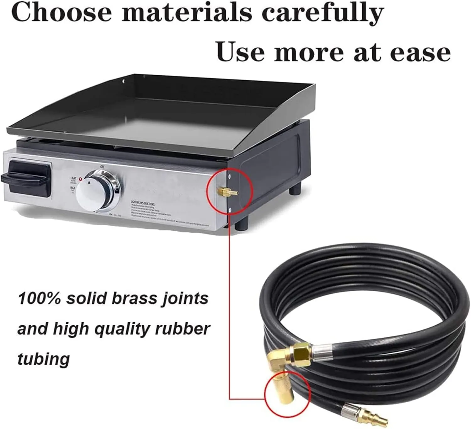 Monkemon 12FT Propane Quick Connect Hose RV to Grill, Low Pressure Propane Elbow Adapter with Extension Hose for Blackstone 17" and 22" Griddle, For Camp Chef Stove Portable Fire Pit