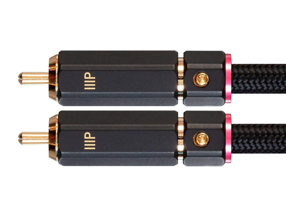Monoprice Male RCA Two Channel Stereo Audio Cable - Gold Plated Connectors, Double Shielded, 6 Feet, Black - Onix Series