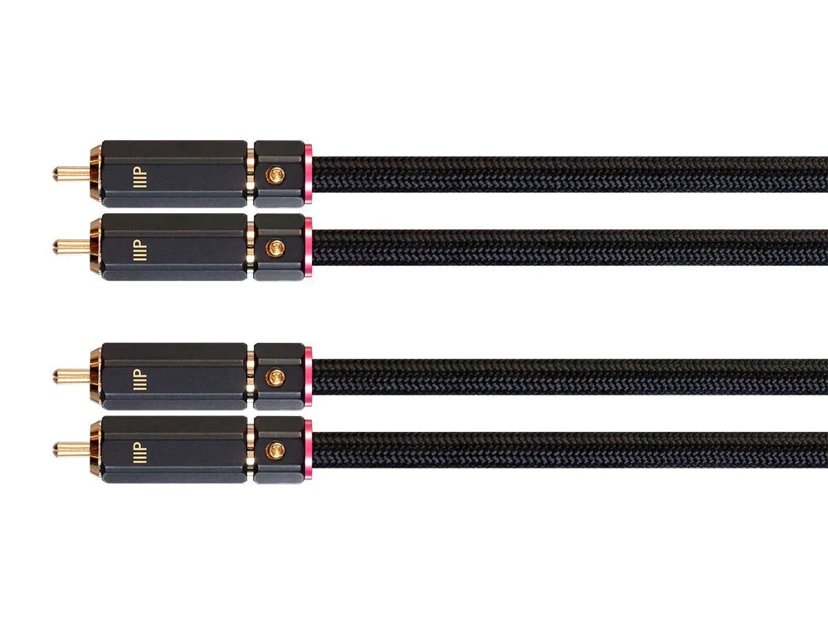 Monoprice Male RCA Two Channel Stereo Audio Cable - Gold Plated Connectors, Double Shielded, 6 Feet, Black - Onix Series