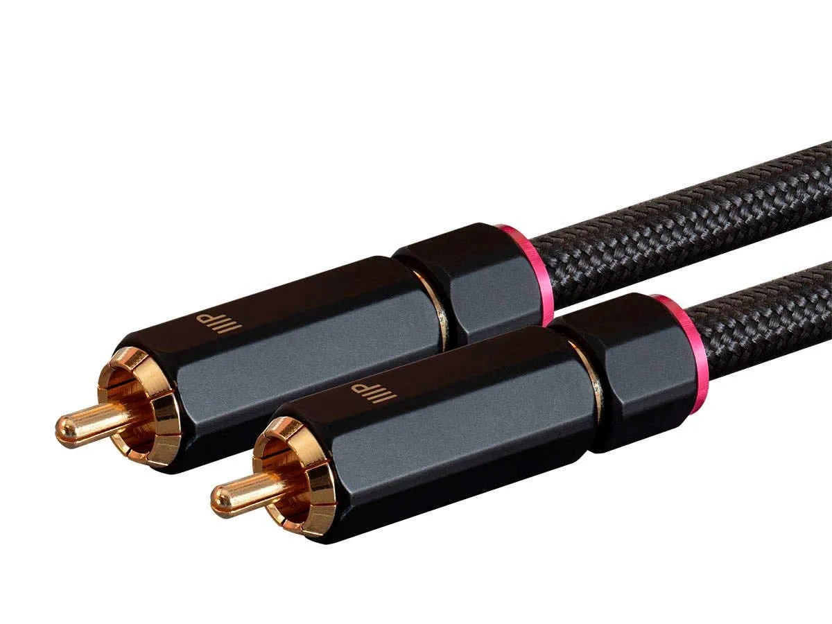 Monoprice Male RCA Two Channel Stereo Audio Cable - Gold Plated Connectors, Double Shielded, 6 Feet, Black - Onix Series