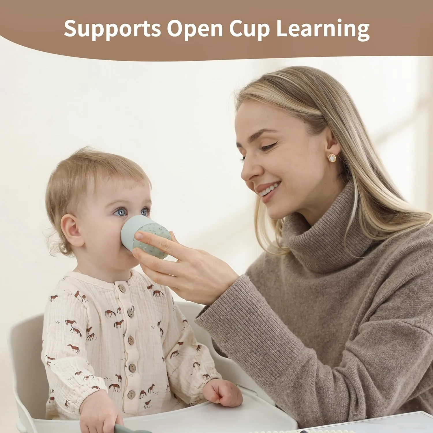 Moonkie Baby Training & Sippy Cup Set | 4 Months  | Baby-Led Weaning Essential | Gift (Blue Cup Set, 2 Pack)