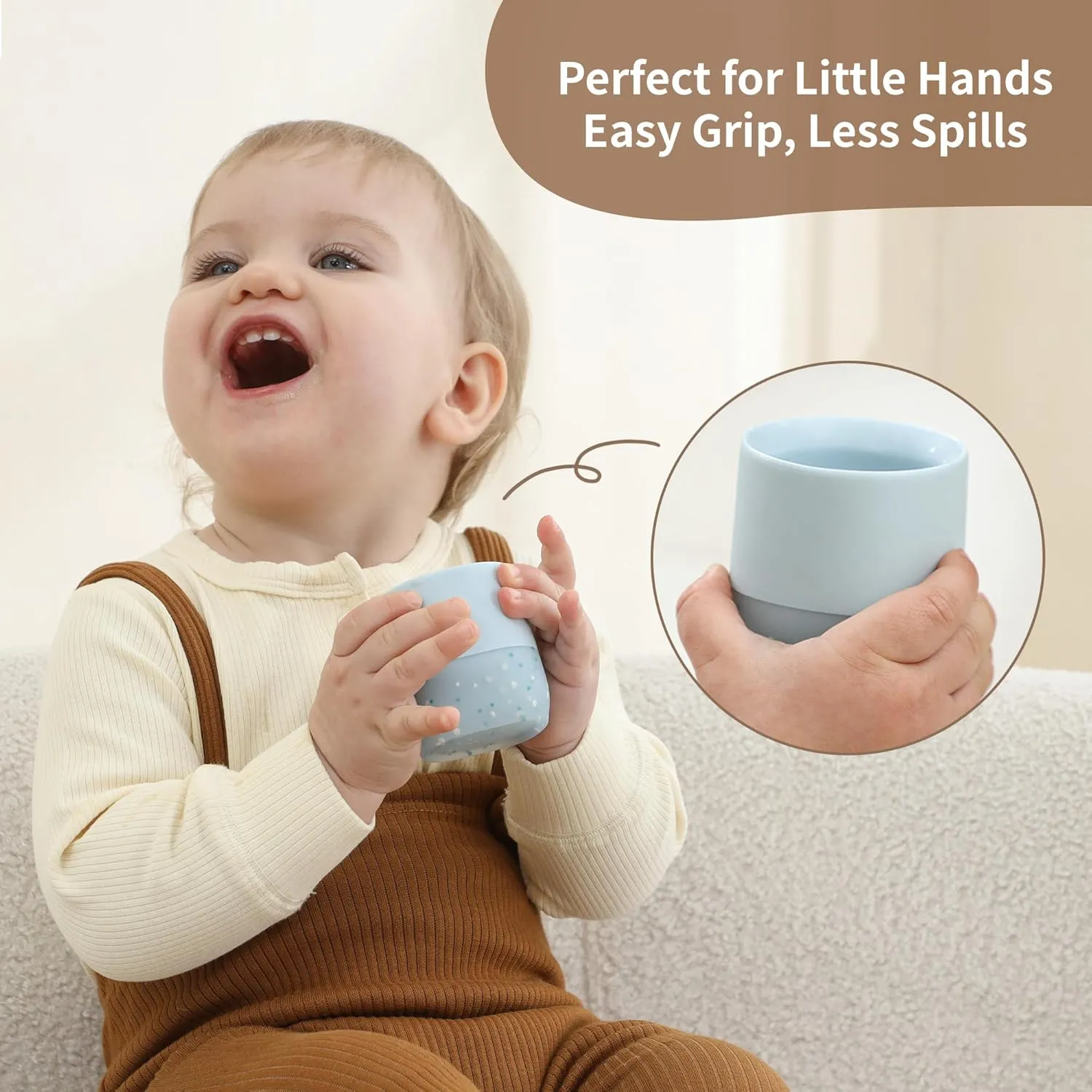 Moonkie Baby Training & Sippy Cup Set | 4 Months  | Baby-Led Weaning Essential | Gift (Blue Cup Set, 2 Pack)