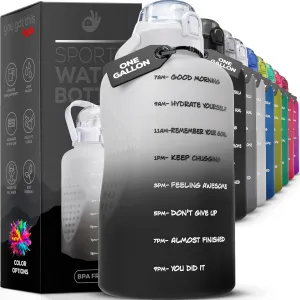 Motivational Water Bottle with Straw & Handle,One Gallon Water Bottle 128 oz/3.8L,Reusable Water Jug, Achieve All-Day Hydration SpillProof, BPA FREE
