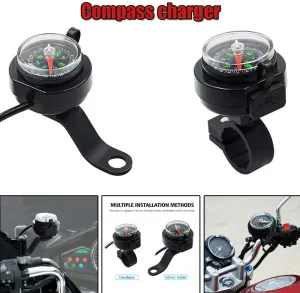 Motorcycle Compass Charger USB Waterproof Navigation Fast Charging Waterproof, Black, 465851