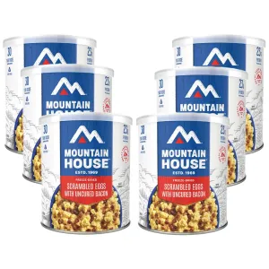 Mountain House Freeze Dried Scrambled Eggs with Bacon #10 Can Hunting, Camping, Backpacking Food Backed by a 30-Year Taste Guarantee Survival and Emergency Ready to Eat Food Gluten Free 6 Cans