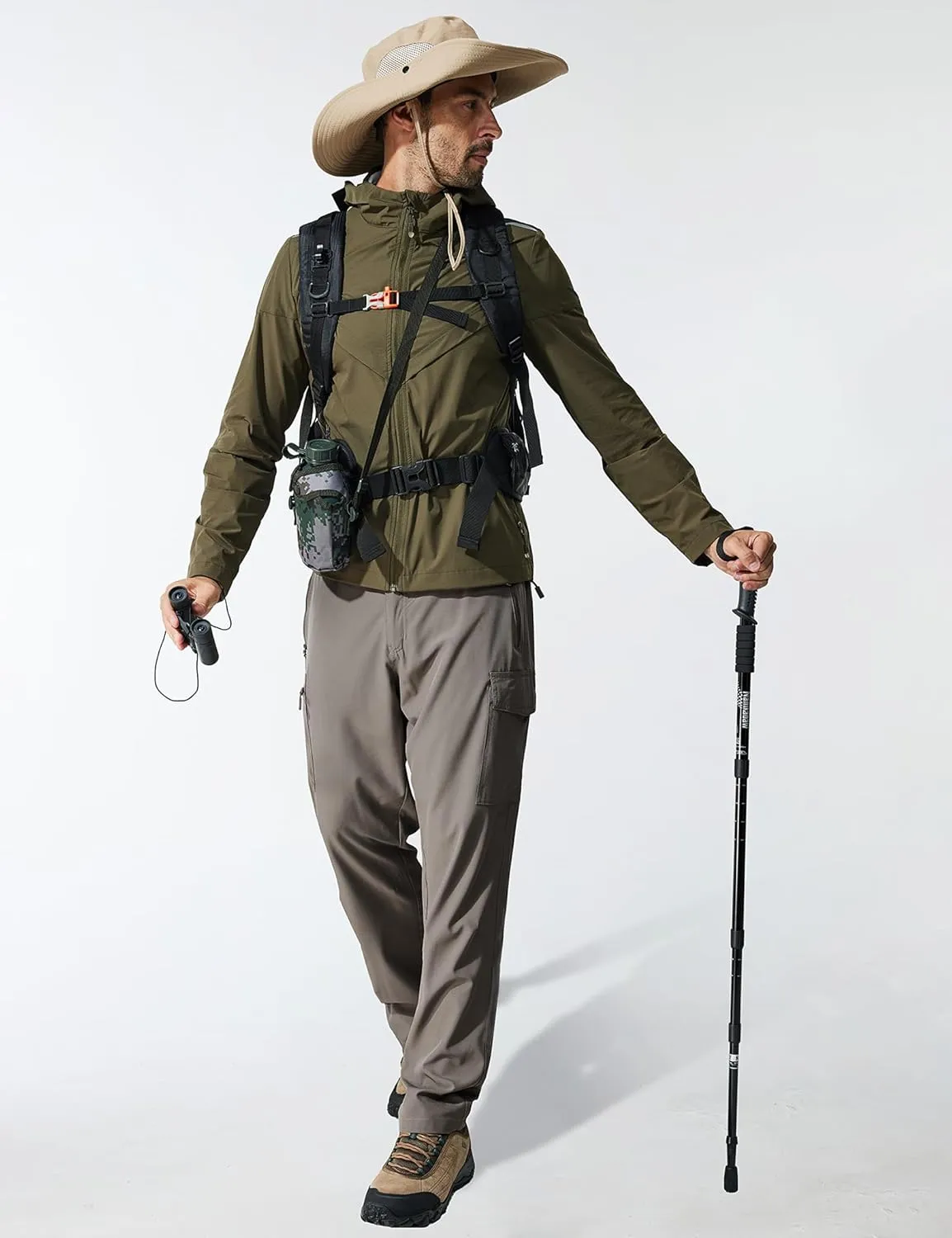 MOURCE Hiking Pants Men Lightweight Quick Dry - Water Resistant Stretch Cargo Travel Pants for Men with 6 Pockets