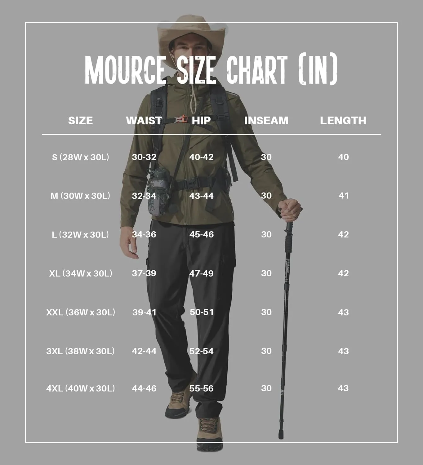 MOURCE Hiking Pants Men Lightweight Quick Dry - Water Resistant Stretch Cargo Travel Pants for Men with 6 Pockets