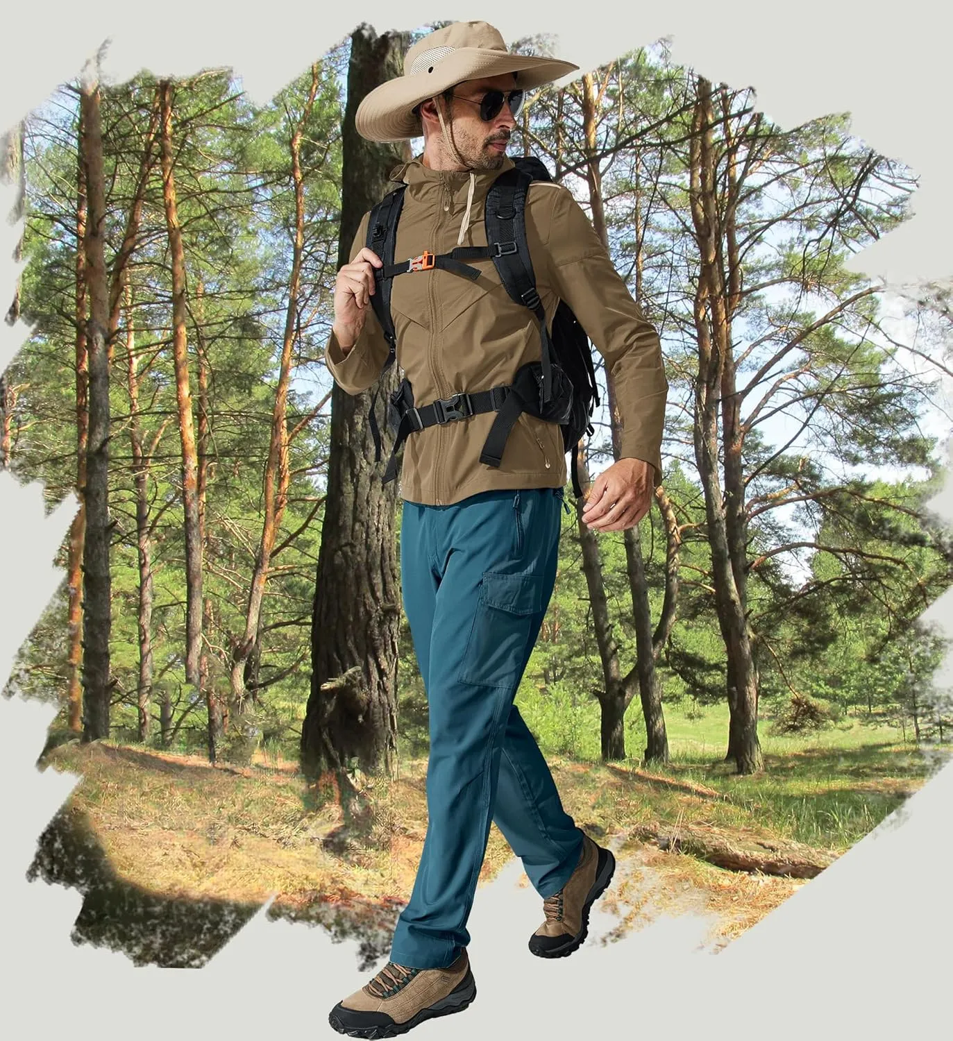 MOURCE Hiking Pants Men Lightweight Quick Dry - Water Resistant Stretch Cargo Travel Pants for Men with 6 Pockets