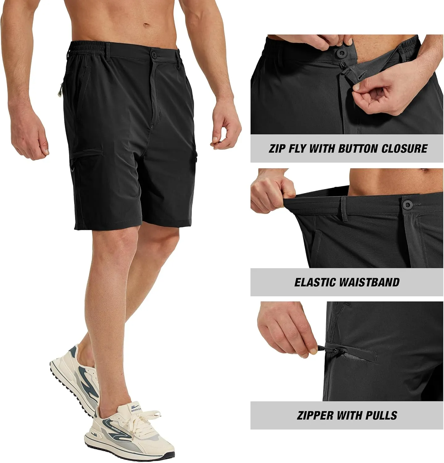 MOURCE Men's Hiking Shorts 9" - Lightweight Quick Dry Cargo Shorts for Men with 5 Pockets for Summer Golf Travel & Camping