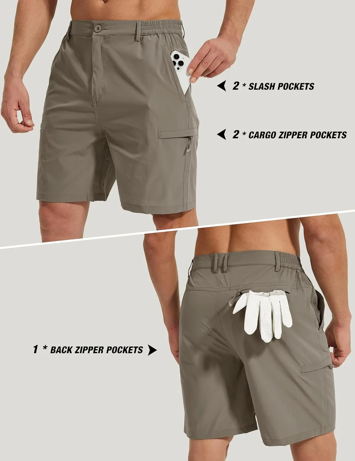 MOURCE Men's Hiking Shorts 9" - Lightweight Quick Dry Cargo Shorts for Men with 5 Pockets for Summer Golf Travel & Camping