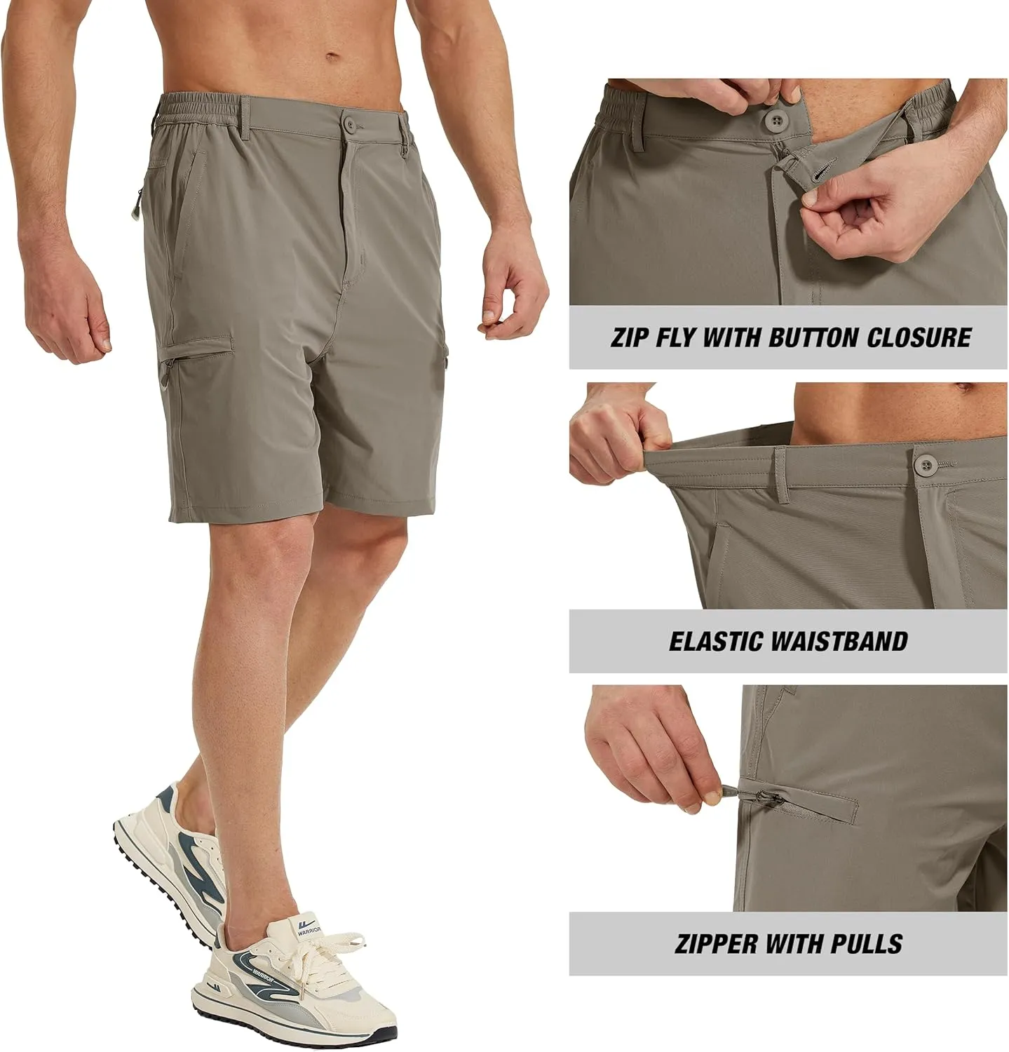 MOURCE Men's Hiking Shorts 9" - Lightweight Quick Dry Cargo Shorts for Men with 5 Pockets for Summer Golf Travel & Camping