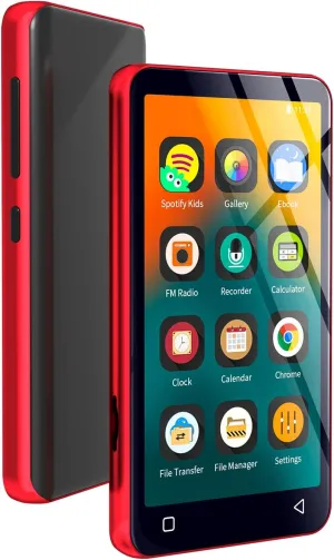 MP3 Player with Bluetooth and WiFi,MP3 Player with Spotify,Spotify Kids,Audible,Pandora,Amazon Music,4" Music Player MP4 Up to 1TB(80GB,Red_Black)