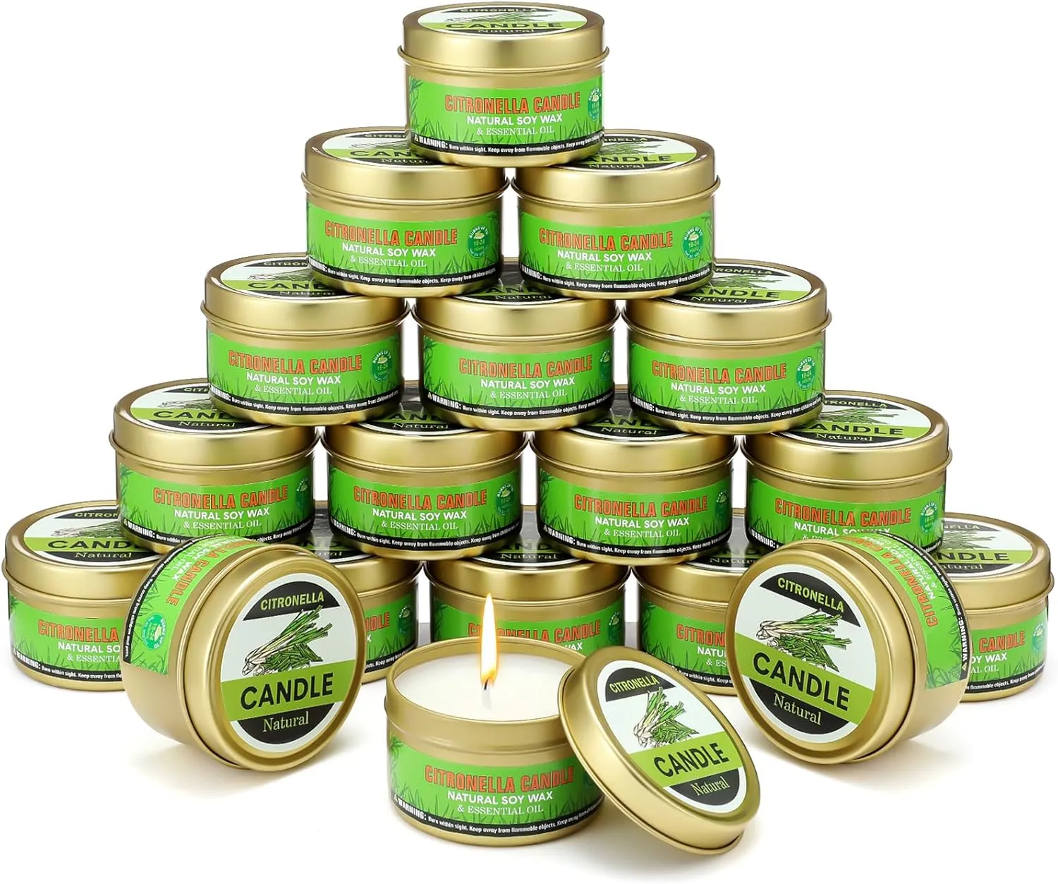 MTLEE 20 Pack Citronella Candles for Outdoor 3 oz Natural Soy Wax Candles with Citronella Oil, Each 20 Hour Burn Time, Portable Jar for Outdoor Indoor Use, Ideal for Summer, Camping, Picnic and Home