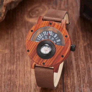 Multifunctional compass wooden watch