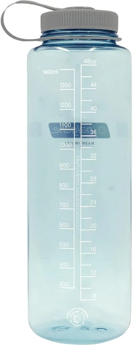 Nalgene Sustain Tritan BPA-Free Water Bottle Made with Material Derived from 50% Plastic Waste (using ISCC certified mass balance), 48 OZ, Wide Mouth, Seafoam