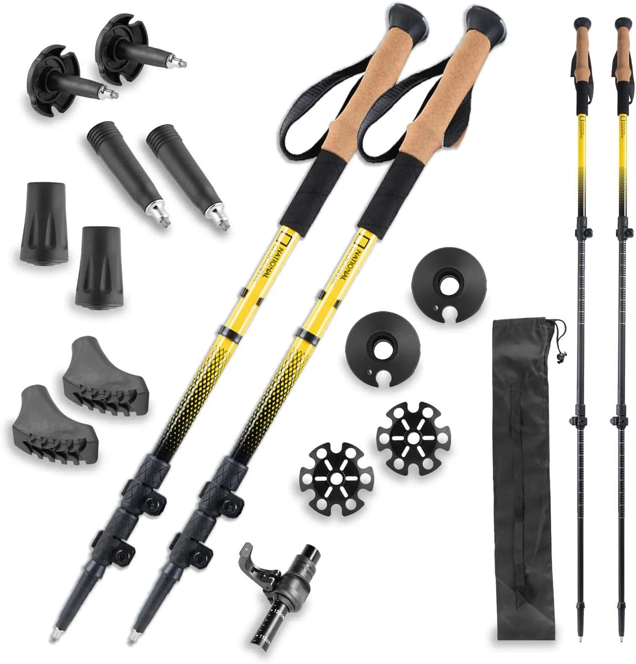 National Geographic Hiking & Trekking Poles with Tungsten Steel Tips & All-Terrain Accessories – Lightweight, Adjustable Walking Sticks for Balance Support