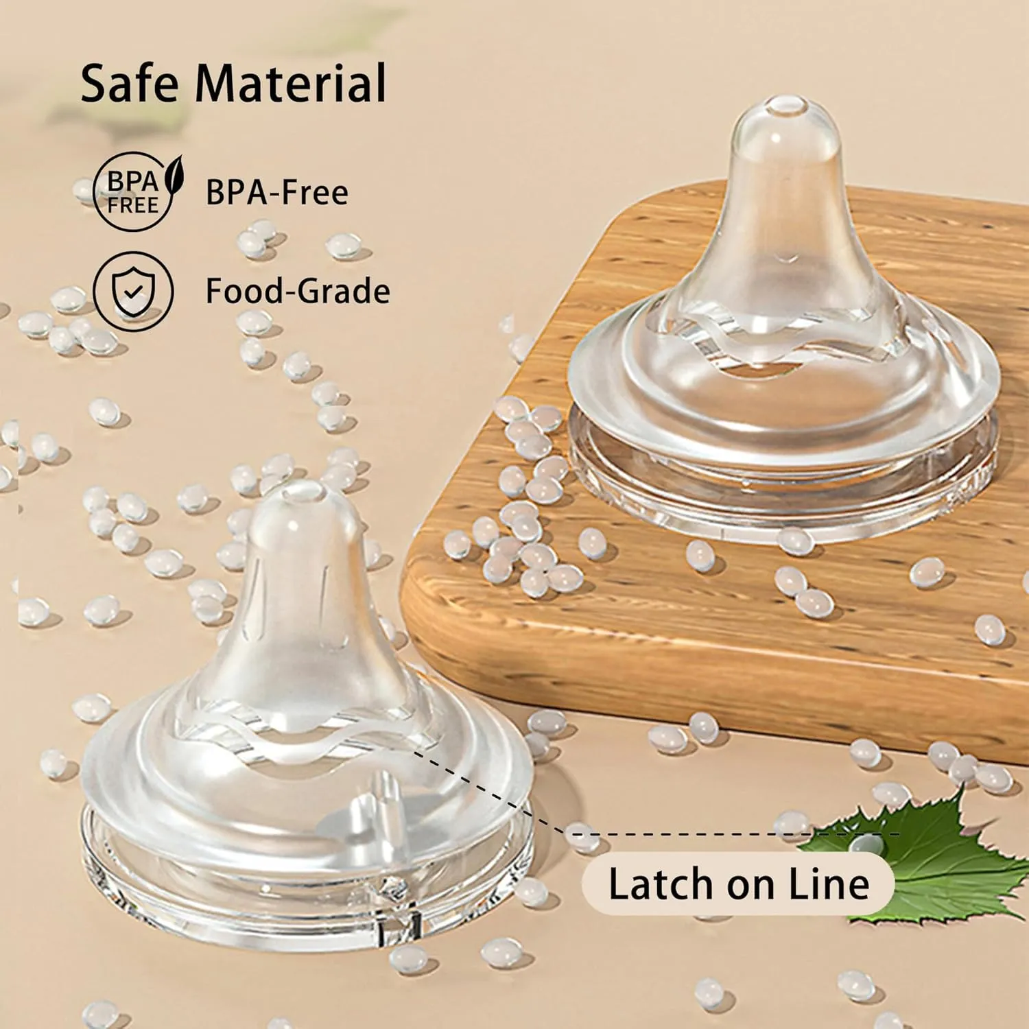 Natural Glass Baby Bottle for Breastfeeding Babies, 5.4oz Anti-Colic Baby Bottle with Natural Response Nipple(S), Clear, Wide Neck, 4 Pack, 1 Months 