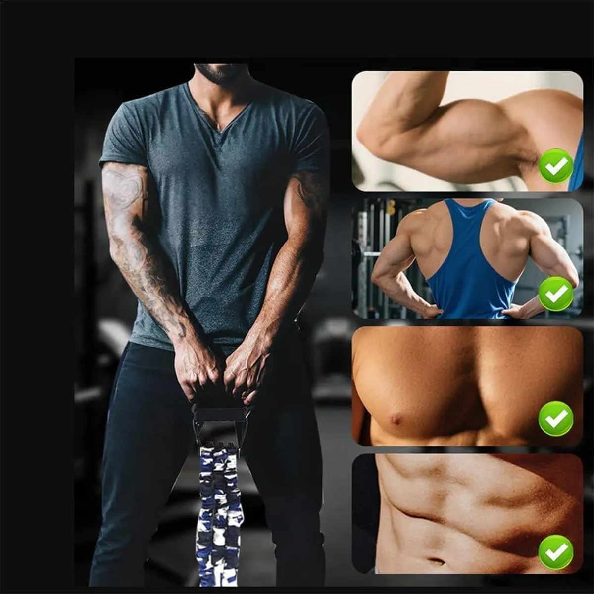 Natural Latex 3-Hole Resistance Stretcher,Chest Expander Stretch Bands for Men,High Elasticity & Tear Resistant Exercise Bands with Handles,AB Training Auxiliary Device