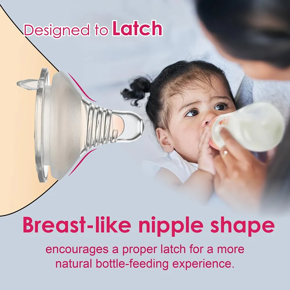 Nenesupply Natural Baby Bottles Newborn Feeding Bottles Slow Flow Breastfeeding Bottle for Breastfed Babies Wide Neck 9oz Anti Colic Level 2 Nipple for 1  Month Infant Replace Spectra Bottle Pumping