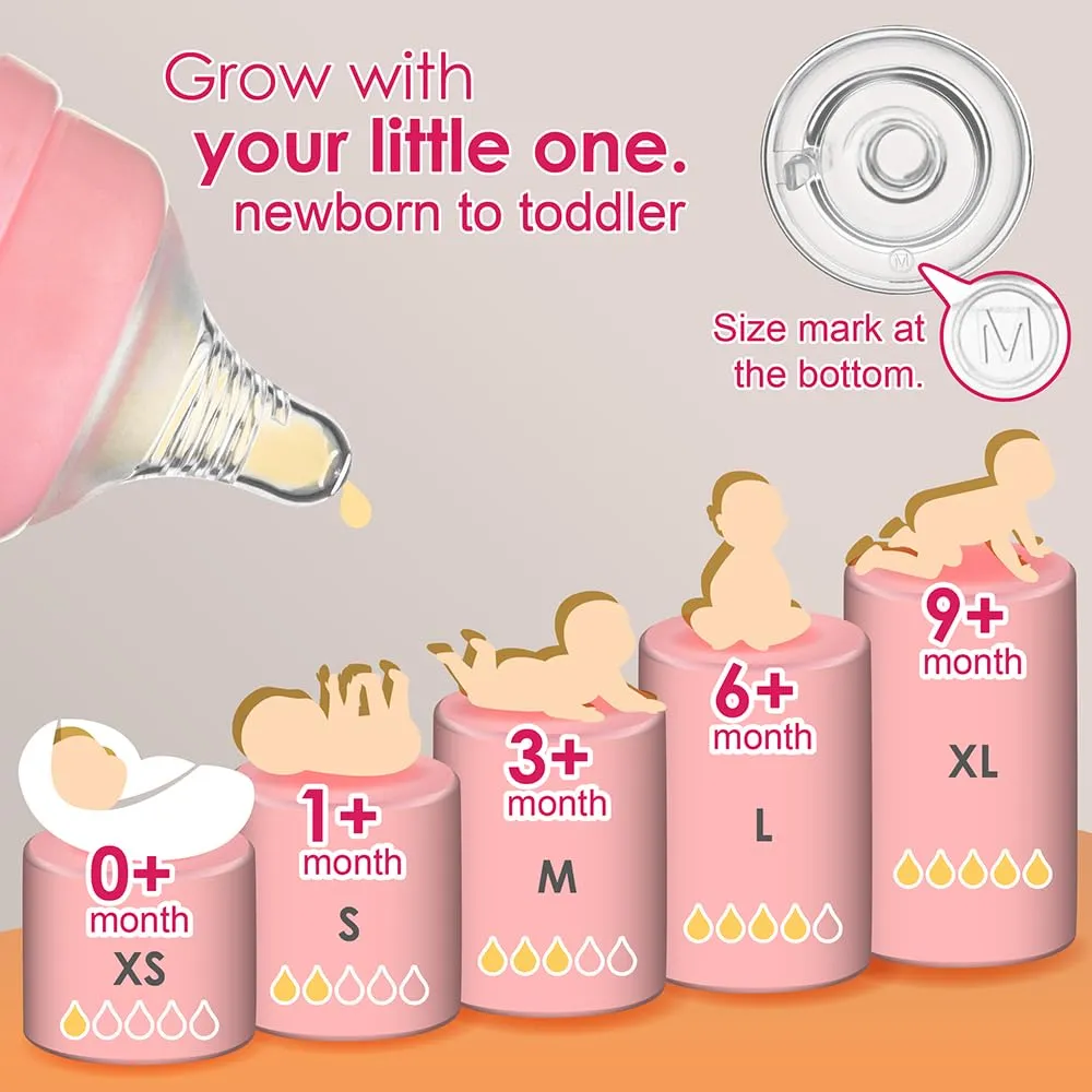 Nenesupply Natural Baby Bottles Newborn Feeding Bottles Slow Flow Breastfeeding Bottle for Breastfed Babies Wide Neck 9oz Anti Colic Level 2 Nipple for 1  Month Infant Replace Spectra Bottle Pumping