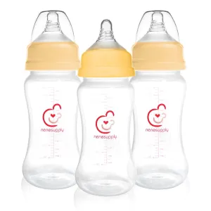 Nenesupply Natural Baby Bottles Newborn Feeding Bottles Slow Flow Breastfeeding Bottle for Breastfed Babies Wide Neck 9oz Anti Colic Level 2 Nipple for 1  Month Infant Replace Spectra Bottle Pumping