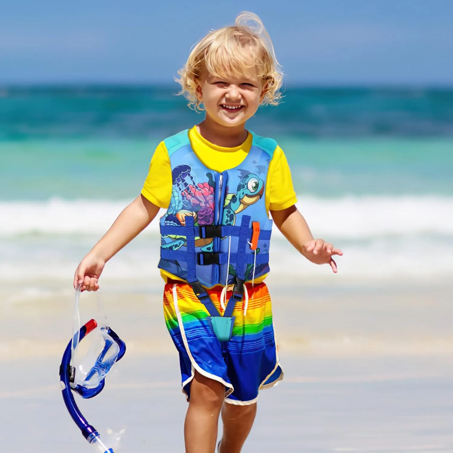 Neoprene Toddler Swim Vest for Children, Kids Swim Jacket Toddler Floaties Swimming Aid for 1-9 Years Old Boys and Girls