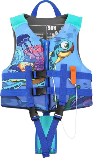 Neoprene Toddler Swim Vest for Children, Kids Swim Jacket Toddler Floaties Swimming Aid for 1-9 Years Old Boys and Girls