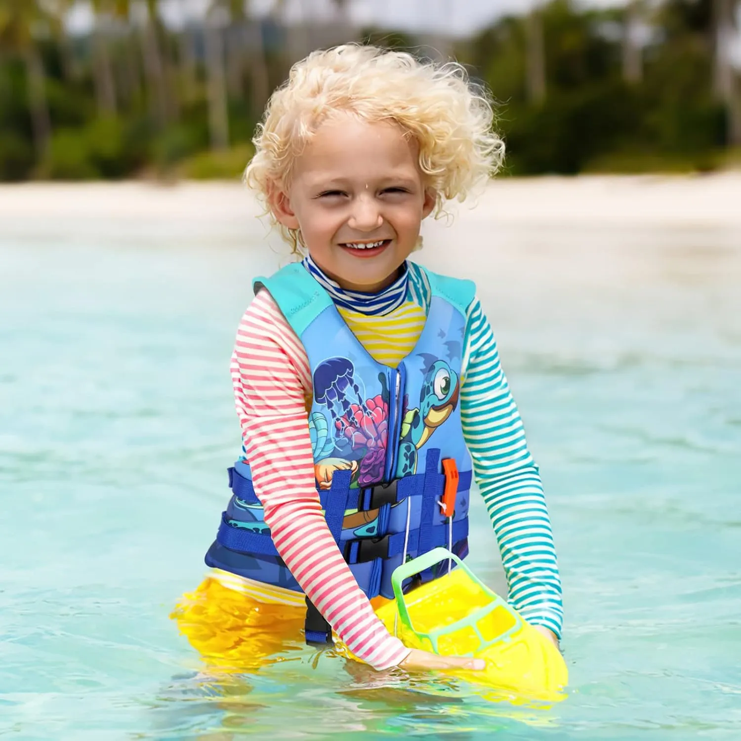 Neoprene Toddler Swim Vest for Children, Kids Swim Jacket Toddler Floaties Swimming Aid for 1-9 Years Old Boys and Girls