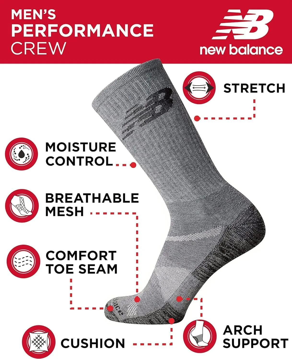New Balance Men Performance Cushioned Cre