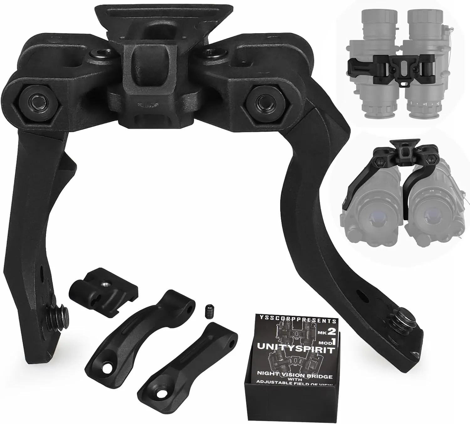 New Reinforced Upgraded Version Night Vision Bridge with Adjustable Field of View for pvs14 Support 2 Optical Night Visions or 1 Digital Night Vision (British Standard)