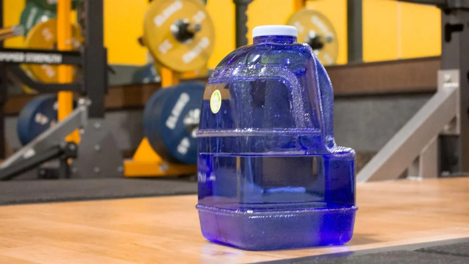 New Wave Enviro 1 Gallon Square BPA Free Bottle with Screw Top Cap and Integrated Handle, Space Saving Design, Ideal for Gym and Outdoor Life, Blue