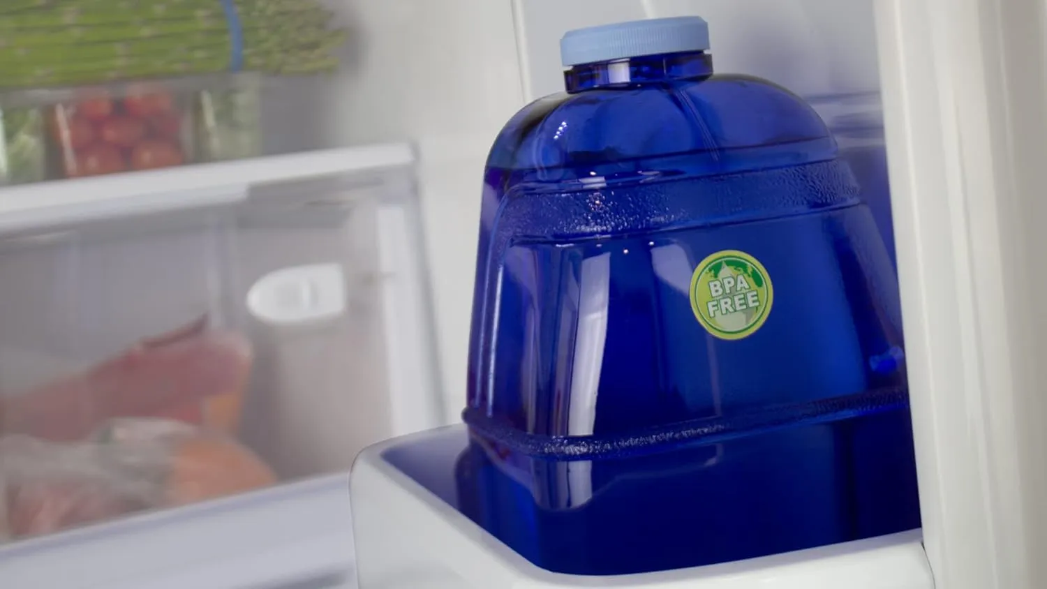 New Wave Enviro 1 Gallon Square BPA Free Bottle with Screw Top Cap and Integrated Handle, Space Saving Design, Ideal for Gym and Outdoor Life, Blue
