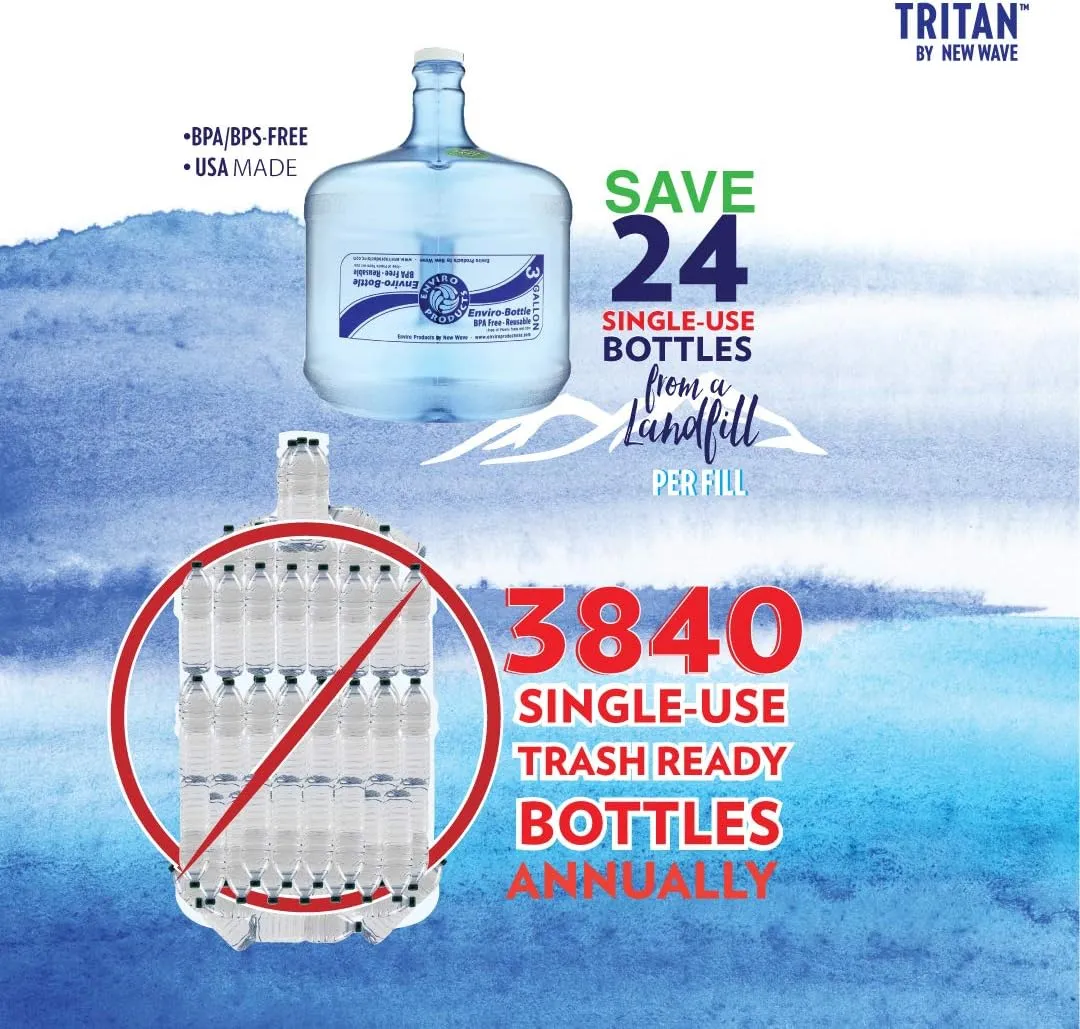 New Wave Enviro Products BPA Free Bottle, Lighweight & Durable Design, 3 Gallon Capacity